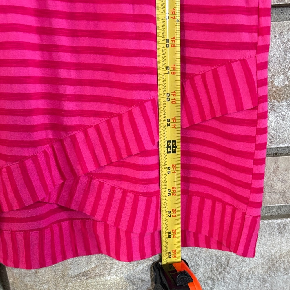 Chico’s Pink Striped V-Neck Short Sleeve Tee - Picture 7 of 8